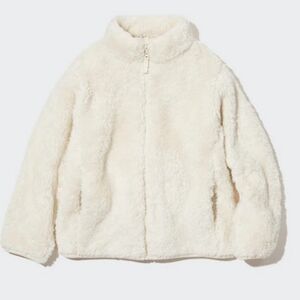 Uniqlo Kids Cream Fluffy Fleece Full Zip Jacket Size 9-10